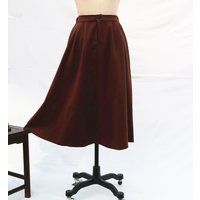 Dark Brown Midi Skirt Wool Women's Winter Warm Skirts For Women Gift More Color Custom-Made | Etsy (US)
