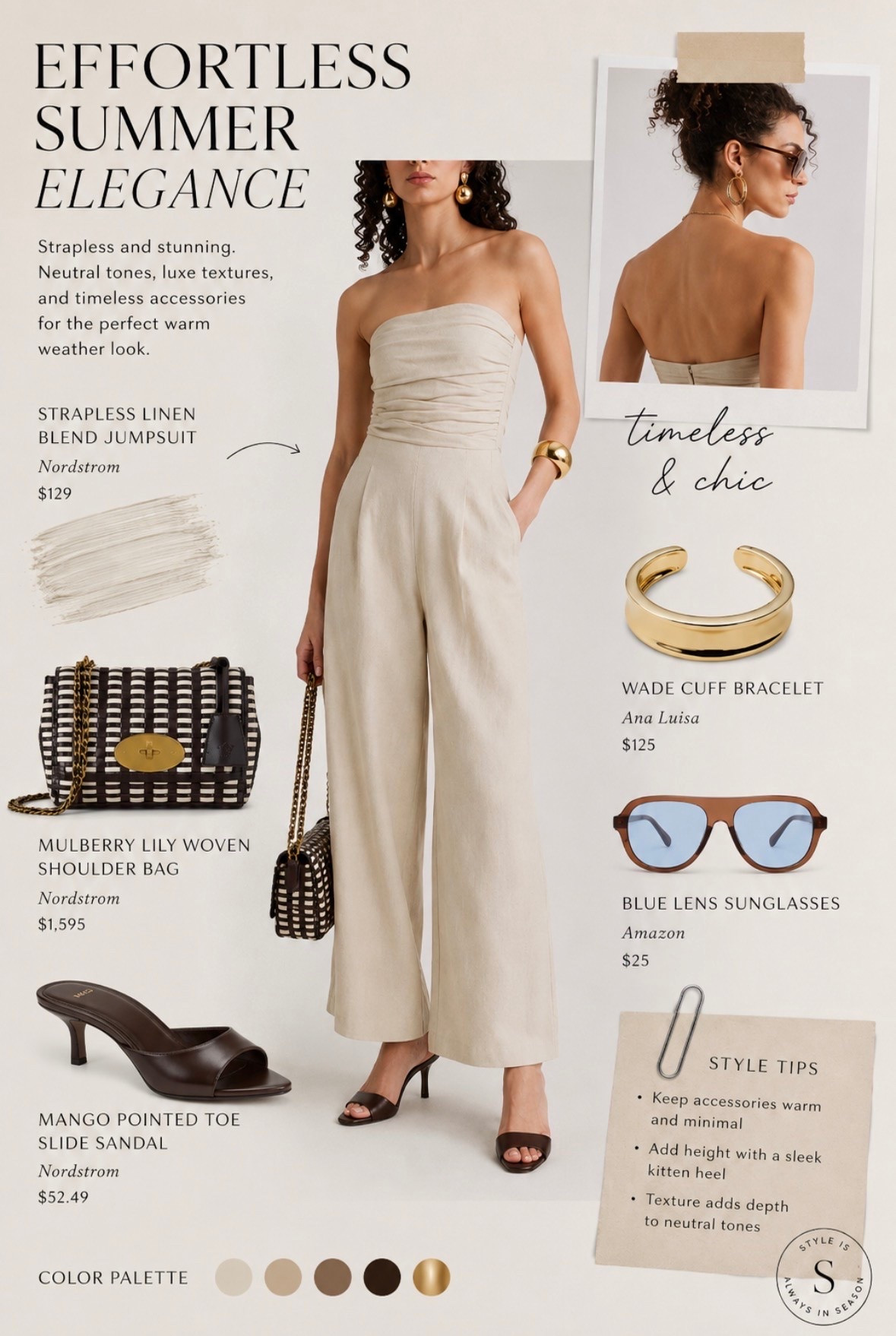New at Nordstrom and already giving effortless luxury energy 🤎

This strapless linen jumpsuit is the kind of piece that makes getting dressed feel easy while still looking elevated and polished. I styled it with rich chocolate heels, warm gold jewelry, and textured accessories for a timeless summer look that works for vacation, brunch, dinner, events, or an elevated everyday outfit.

The neutral tone + wide leg silhouette make this one of those pieces you’ll keep reaching for all season long.

Linking the full look ✨

#LTKStyle #NordstromNew

#LTKmomlife #LTKootd