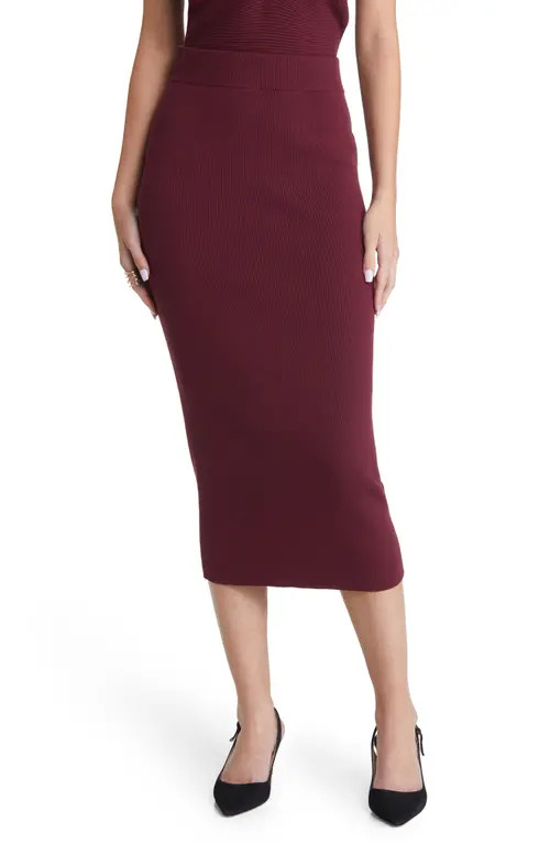 Open Edit Knit Midi Skirt in Burgundy Tannin at Nordstrom, Size Medium | Nordstrom