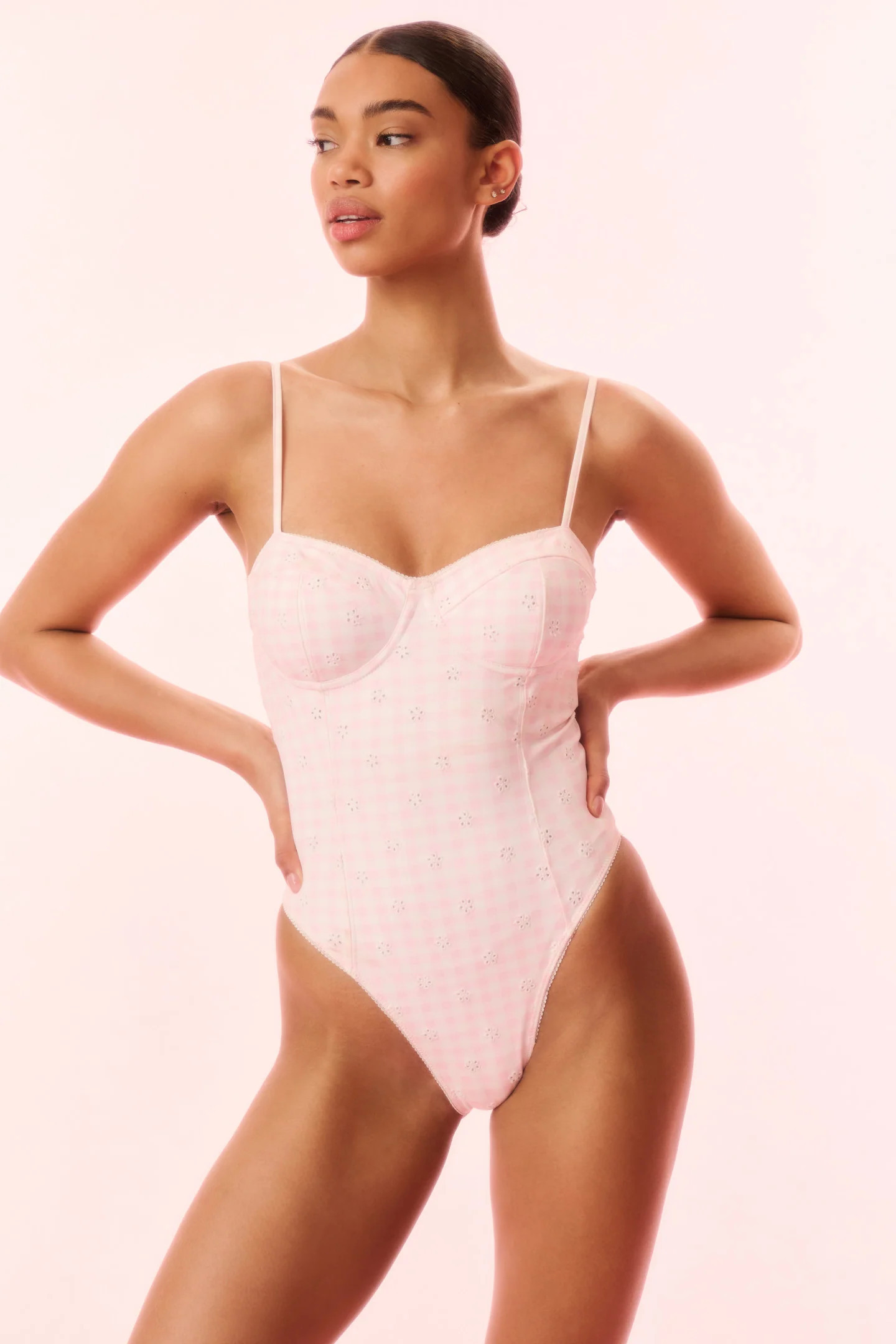 Mina Gingam Eyelet One-Piece Swimsuit | LoveShackFancy