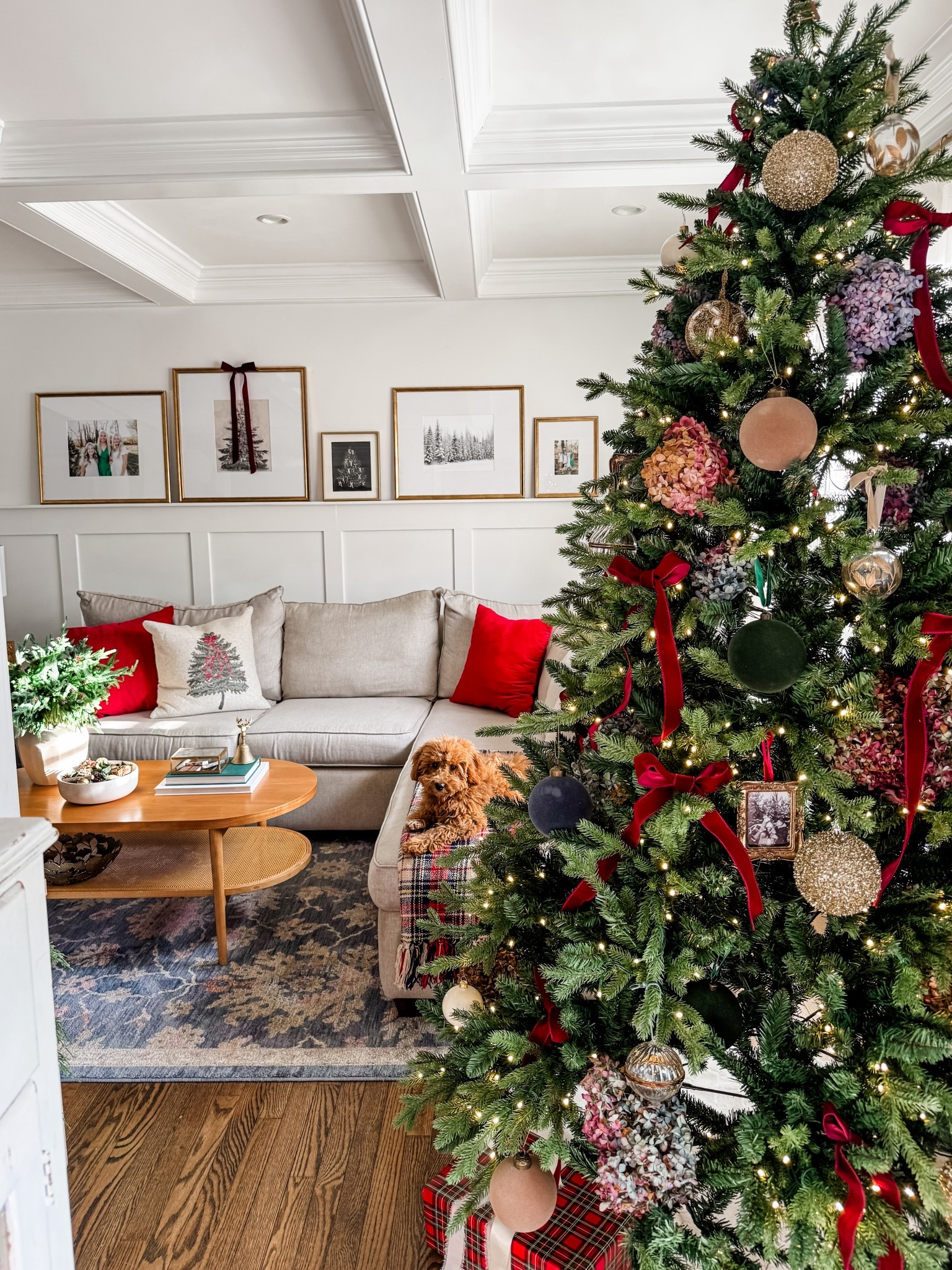 King of Christmas tree 
Artificial Christmas tree
Living room decor
Christmas decor
Gallery Wall
Oval coffee table
Red velvet throw pillow
Christmas ornaments
Ralph Lauren Christmas aesthetic 
Velvet burgundy ribbon
Velvet bows
Artificial greenery
Norfolk pine stems
Taper candles
Christmas wall art
Winter art print 
Gallery wall
Flocked ornament 


#LTKHome #LTKSeasonal #LTKHoliday