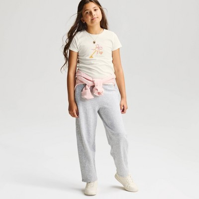 Girls' Short Sleeve 100% Cotton 'Key' Graphic T-Shirt - Cat & Jack™ Cream XS | Target