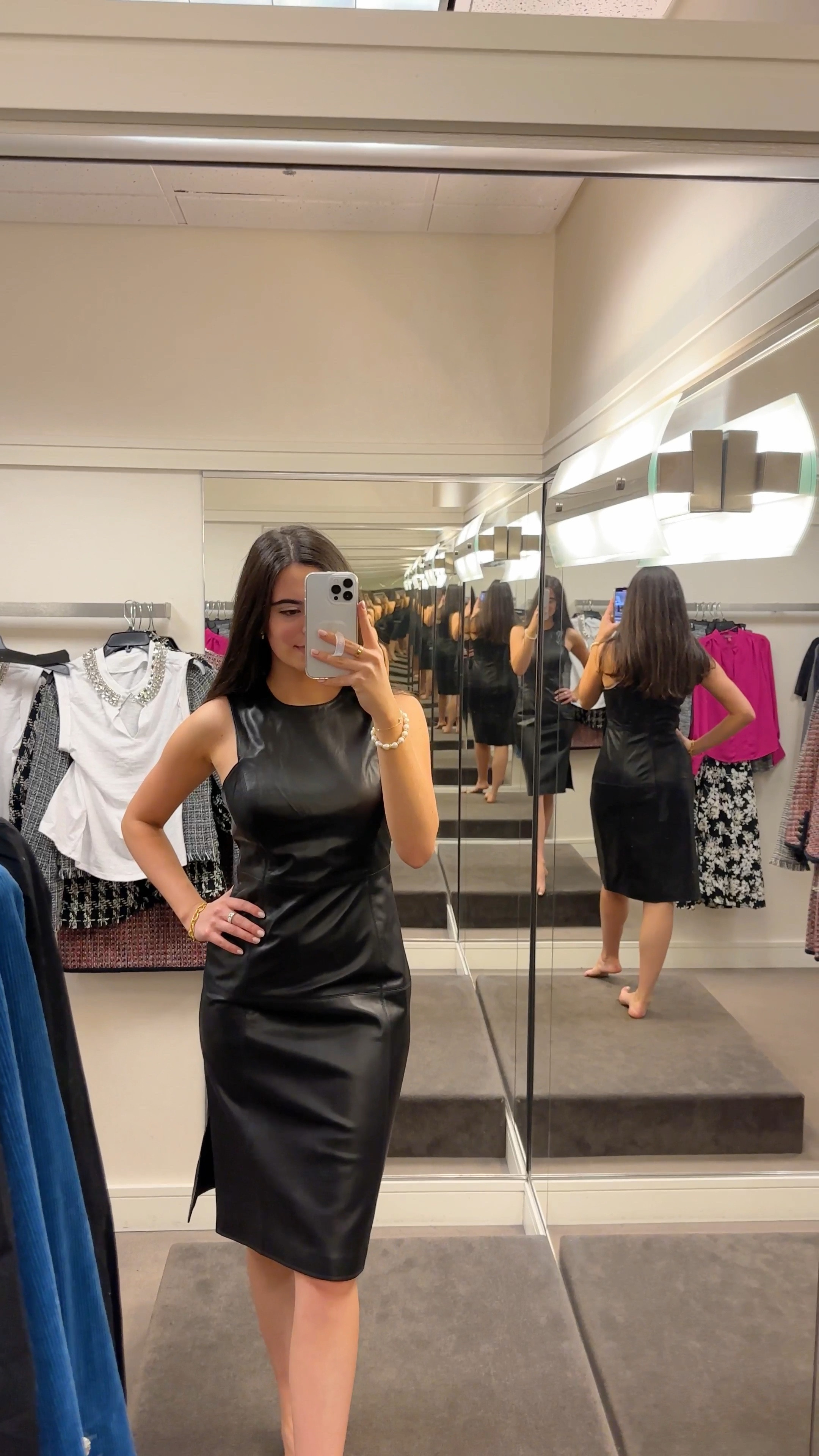 Faux leather sheath dress! So chic and versatile.