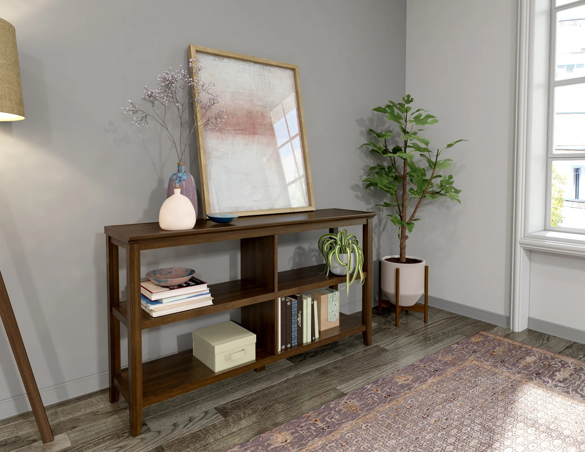 Lister Horizontal 54"W Low Wood Open Bookcase | Wayfair North America