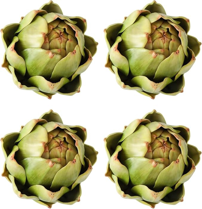 GiftYou 4-Pack Large Green Artificial Artichokes - Fake Vegetables and Faux Fruits for Kitchen De... | Amazon (US)