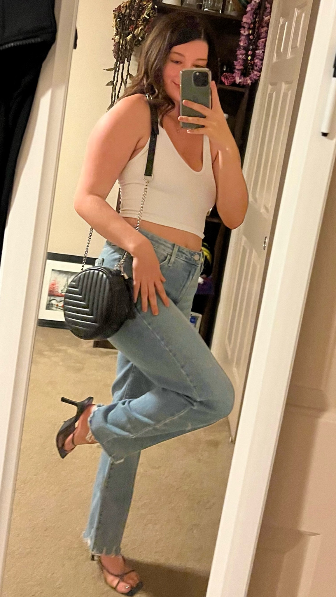 Casual night out outfit! 
Top: small 
Pants: 28

#nightout #sandals #heels #jeans #summer #purse #amazon #impression #freepeople

#LTKFind #LTKfit #LTKunder100