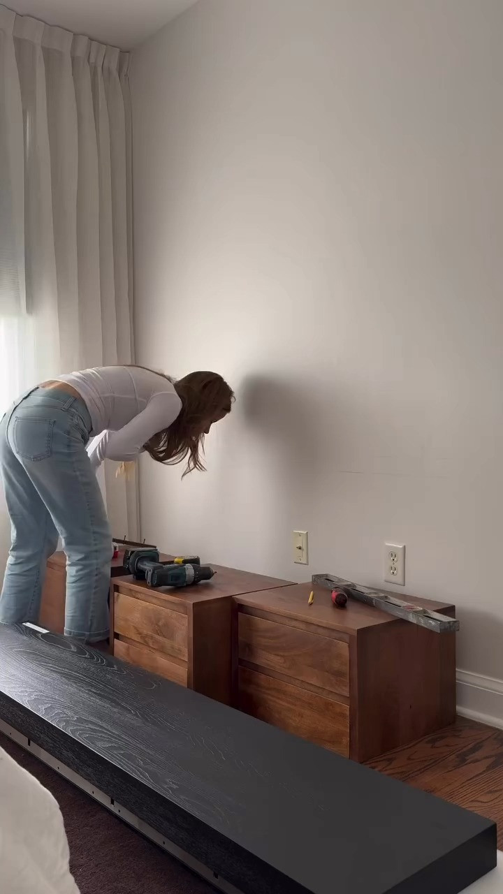 Three floating cabinets. One installer. How long did it take?

Next time you’re hard on your handyman, cut him a little slack. It really does take time to get things level.

Next up, floating shelves. Send help!

#DesignThatWorks #BehindTheScenes #MadeByPatchi #RealLifeDesign 

 #LTKHome