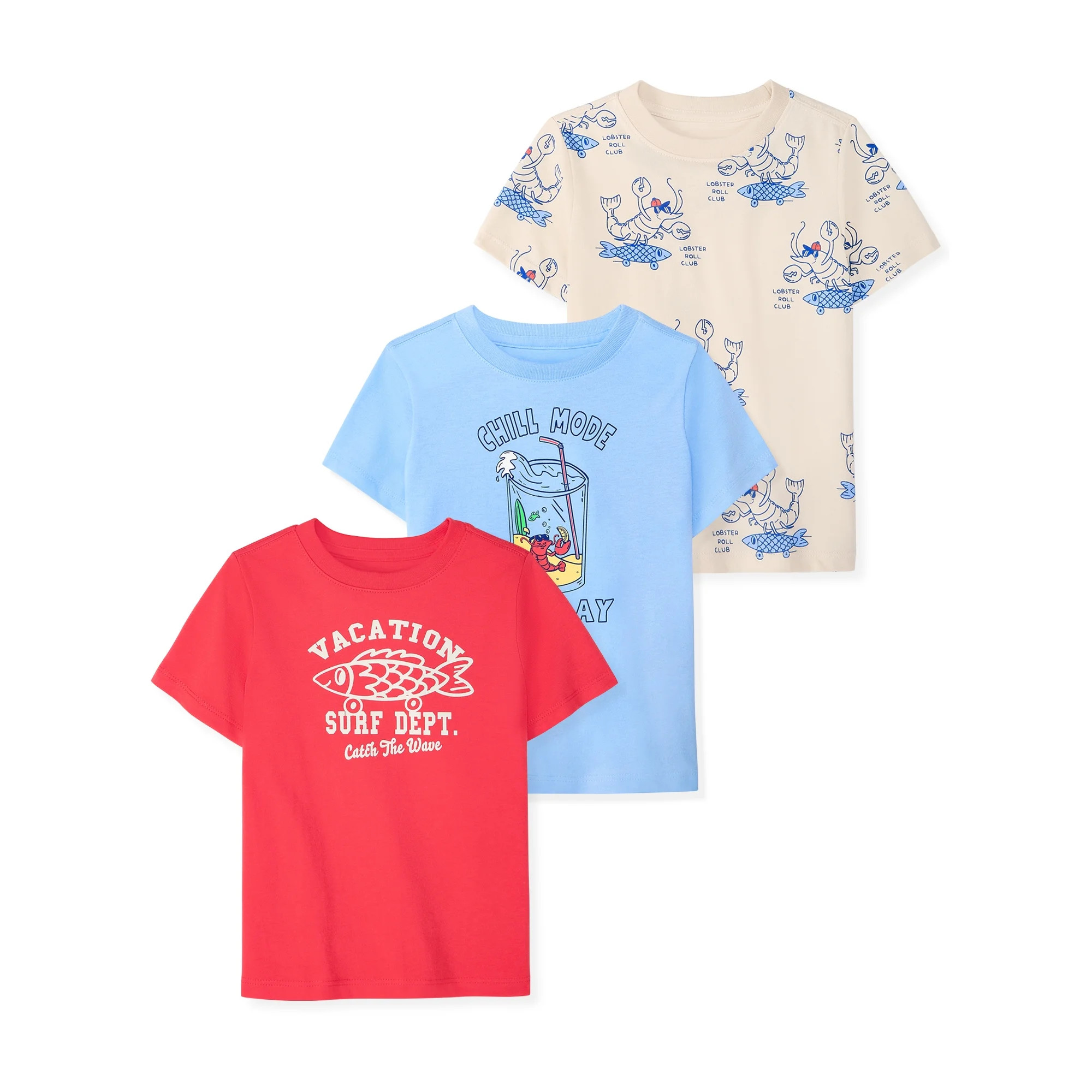 Garanimals Baby & Toddler Boy Cotton Short-Sleeve Graphic T-Shirts, 3-Pack, 0M–6T | Walmart (US)