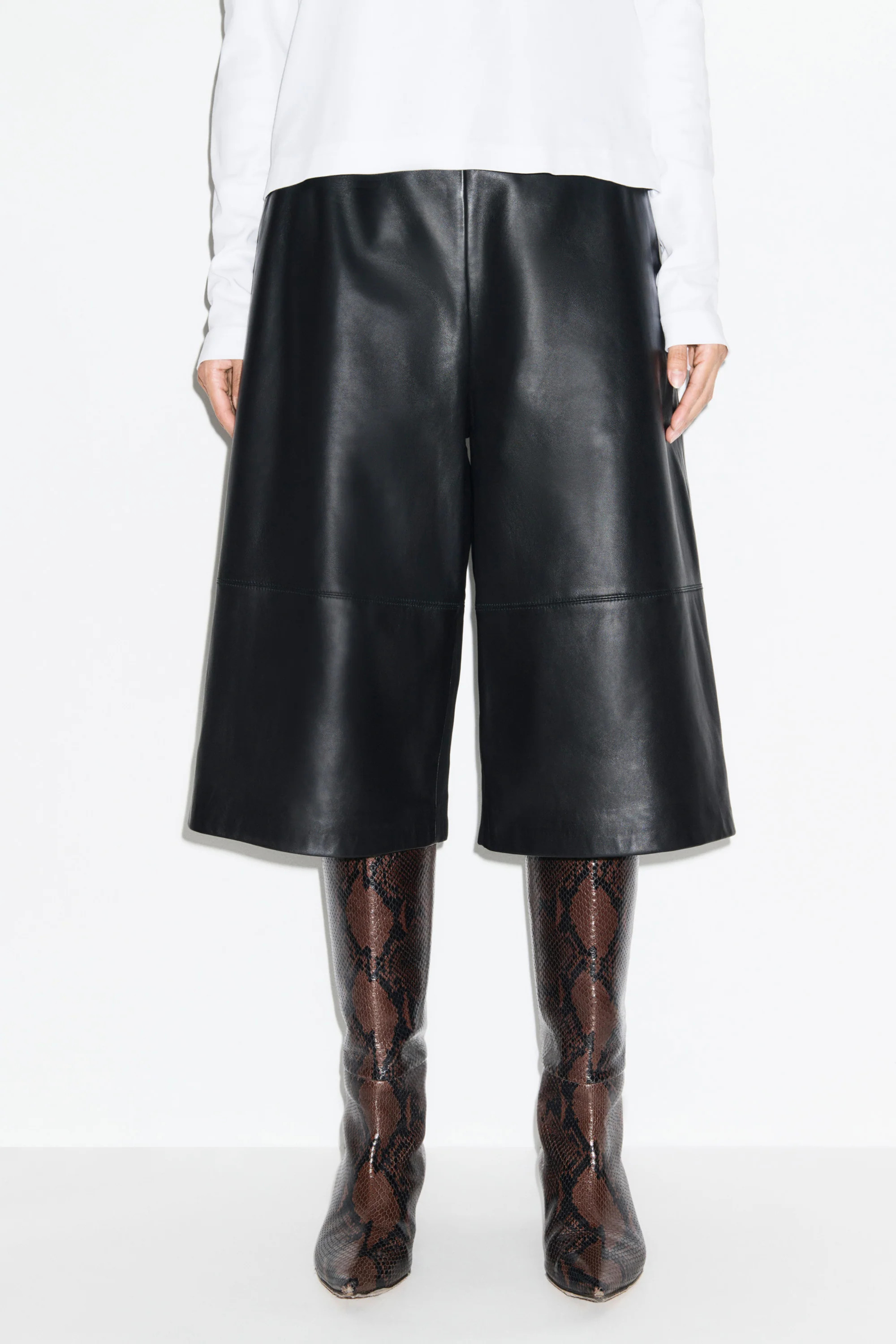 ALIGNE Elasticated Leather Culotte - Black | Kayleigh | ALIGNE UK & EU