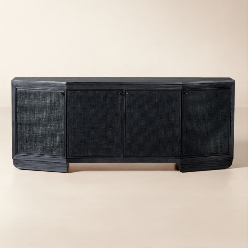 Triad 72" Black Cane and Marble Credenza | CB2 | CB2