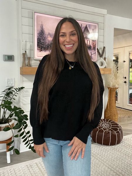 Popular oversized Amazon crewneck! Wearing a small - so comfy, my everyday go-to sweater! 

 Amazon | on sale | sweater | winter outfit | cozy winter | postpartum winter outfit 

#LTKfindsunder50 #LTKCyberWeek #LTKstyletip