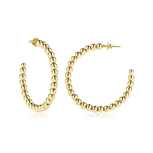 Barzel 18K Gold Plated Ball Hoop Earrings - Made In Brazil (3MM) | Amazon (US)