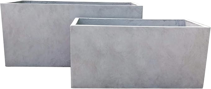 Kante RF0104AB-C80021-2 Lightweight Durable Modern Rectangle Outdoor Set Planter, Weathered Concr... | Amazon (US)
