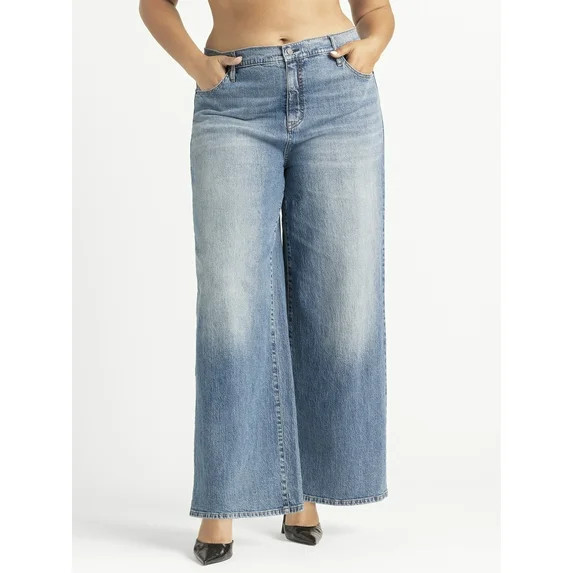 Jessica Simpson Women's and Women's Plus Freesia Wide Leg Jeans, 30", 32", and 34" Inseams, Sizes... | Walmart (US)
