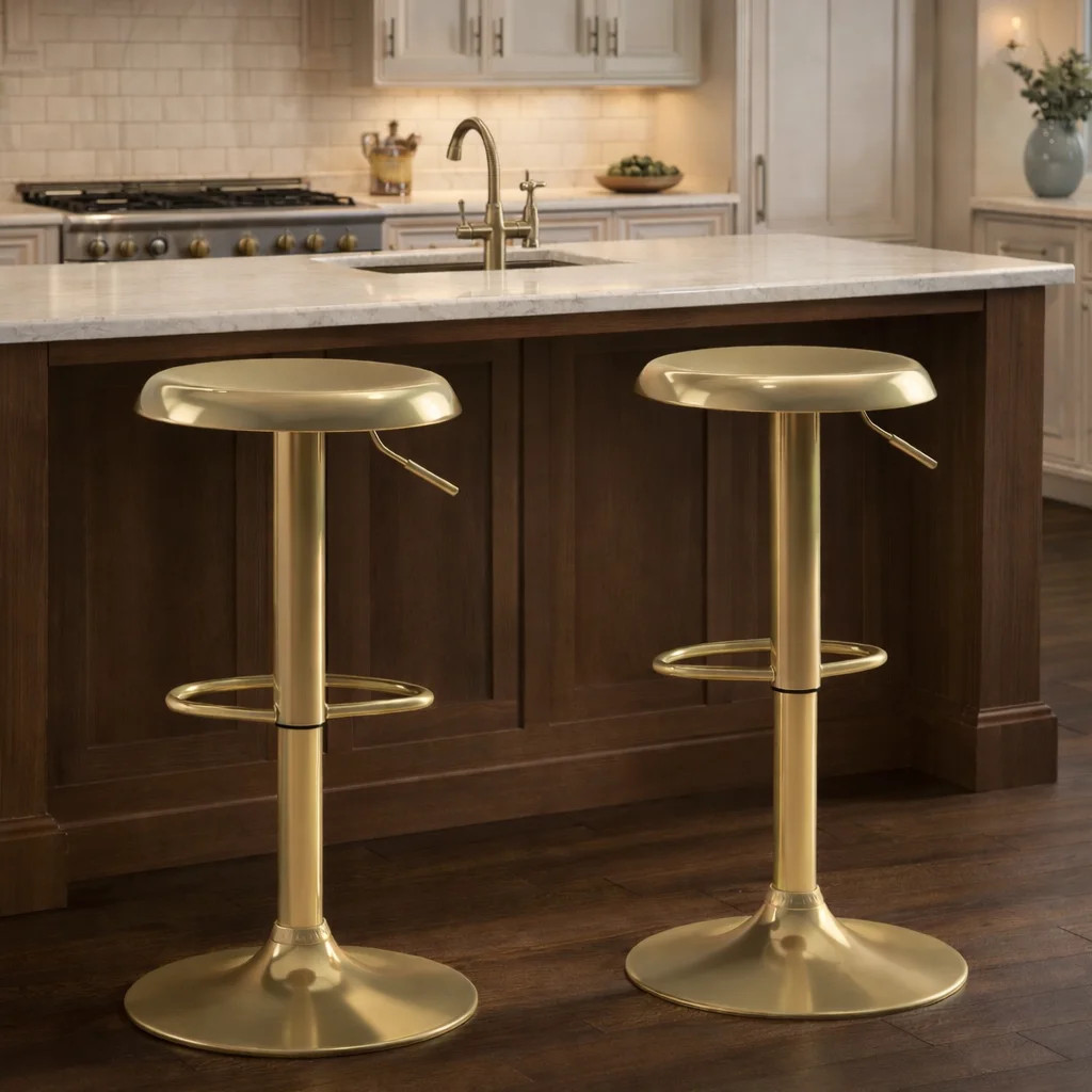 Metal Bar Stools Set of 2, Counter Height Adjustable Barstools, Backless 360° Swivel Kitchen Sto... | Walmart (US)