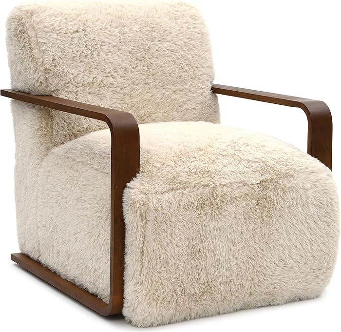 Furniture of America Ramos Modern Fabric 28.3-inch Accent Chair with Ultra Soft Faux Fur, Short-H... | Amazon (US)