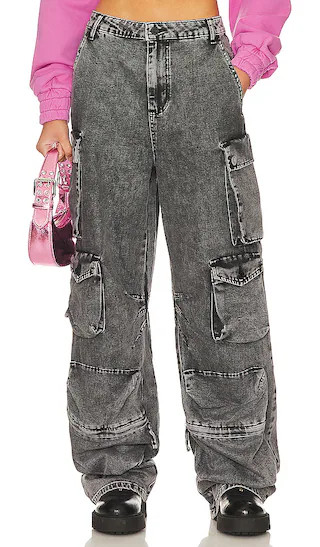 Parker Cargo Pant in Black Acid Wash | Revolve Clothing (Global)