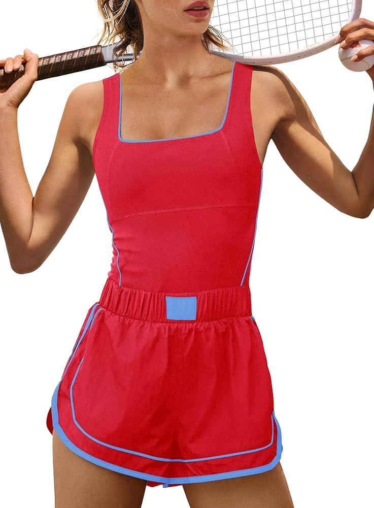 Yanekop Womens Athletic Romper Sleeveless Workout Jumpsuits Exercise Active Rompers One Piece Out... | Amazon (US)