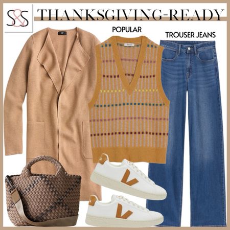 A great sweater vest to wear with trouser jeans and this amazing cognac coatigan. Perfect for fall Thanksgiving holiday!

#LTKHoliday #LTKSeasonal #LTKover40