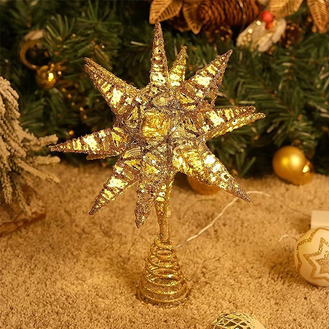 Luxspire Christmas Tree Topper, Beautiful Bright Exploding Star Glitter Home Décor Battery Power... | Amazon (US)