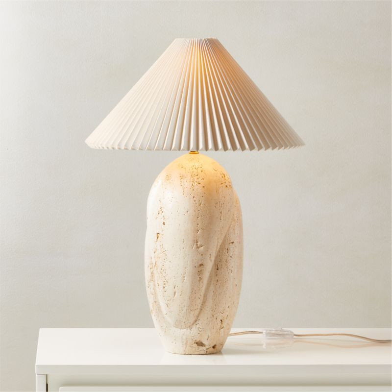 Enora White Travertine Table Lamp | CB2 | CB2