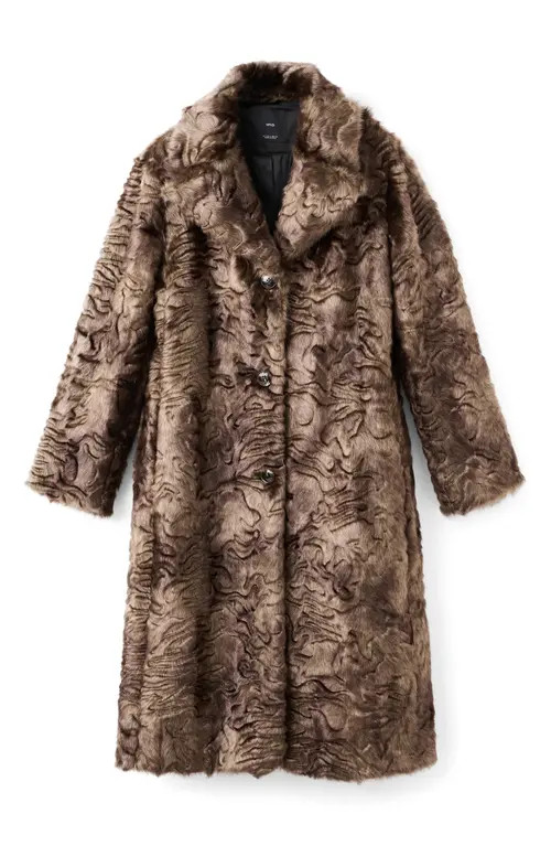 MANGO Textured Faux Fur Coat in Brown at Nordstrom, Size Medium | Nordstrom
