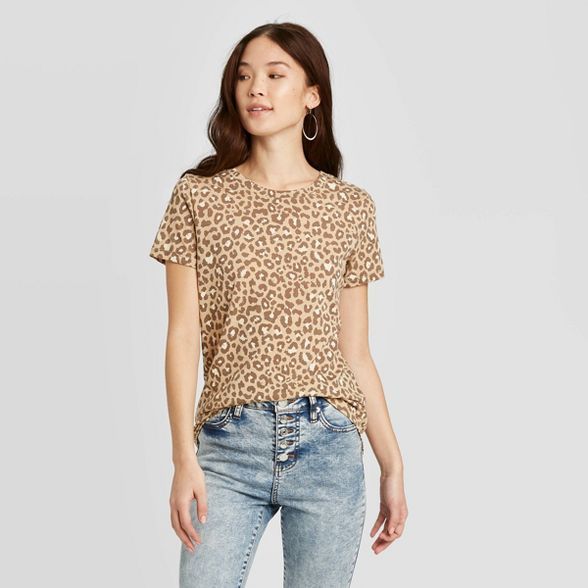 Women's Animal Print Camel Short Sleeve Graphic T-Shirt Zoe+Liv (Juniors') - Tan | Target