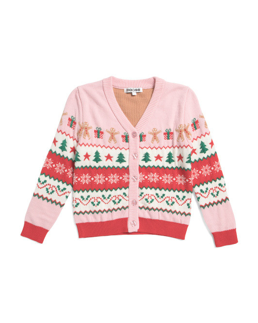 Big Girls Fair Isle Christmas Cardigan | TJ Maxx