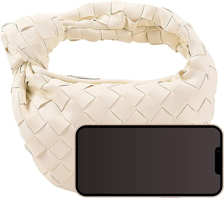 Knoted Woven Handbag for Women Fashion Designer Ladies Hobo Bag Bucket Purse Faux Leather | Amazon (US)