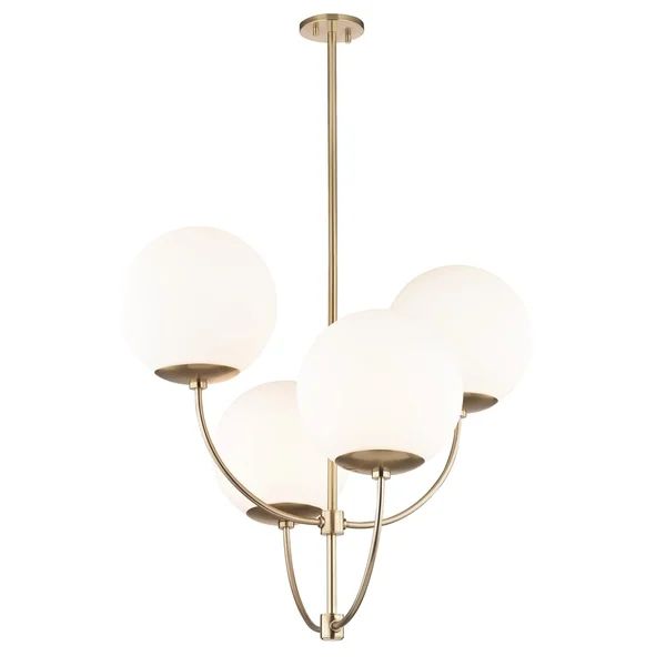 Mitzi by Hudson Valley Carrie 4-light Aged Brass Chandelier, Opal Etched Glass | Bed Bath & Beyond