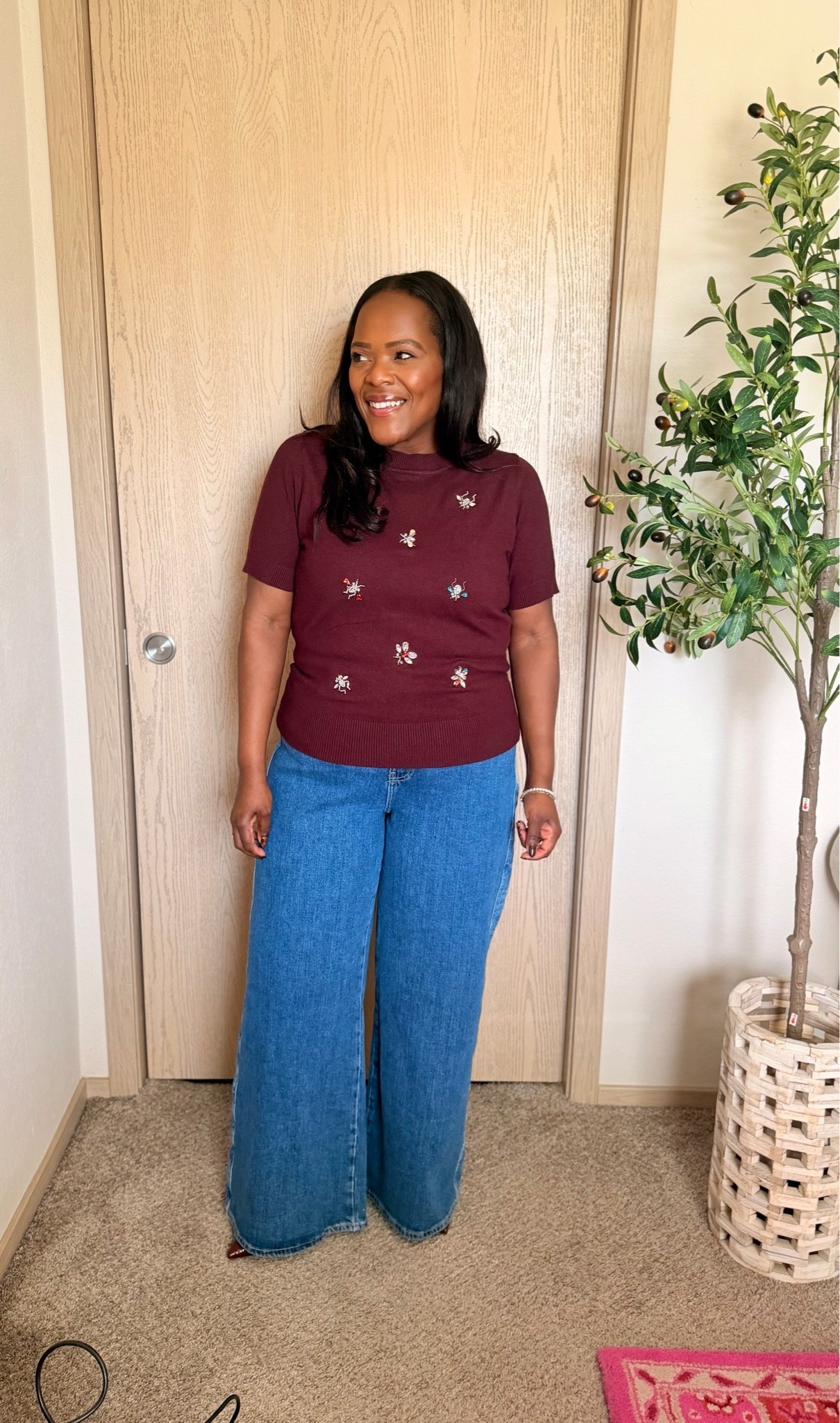 Easy casual outfit from @Walmart that will turn heads. Love the embellishments on this burgundy sweater.

#LTKgrwm #LTKootd #LTKWorkwear