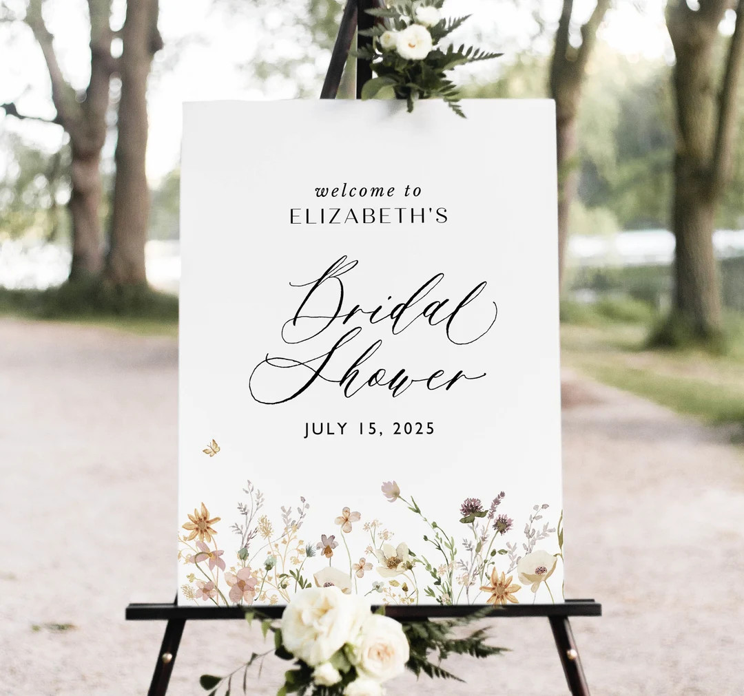 Bridal Shower Welcome Sign, Wildflower Bridal Shower Sign, Floral Shower Welcome Sign, Instant Do... | Etsy (US)