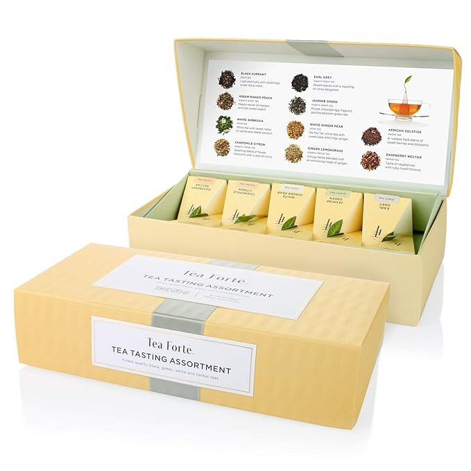 Tea Forte Petite Presentation Box Tea Samplers, Assorted Variety Tea Box, 10 Handcrafted Pyramid ... | Amazon (US)