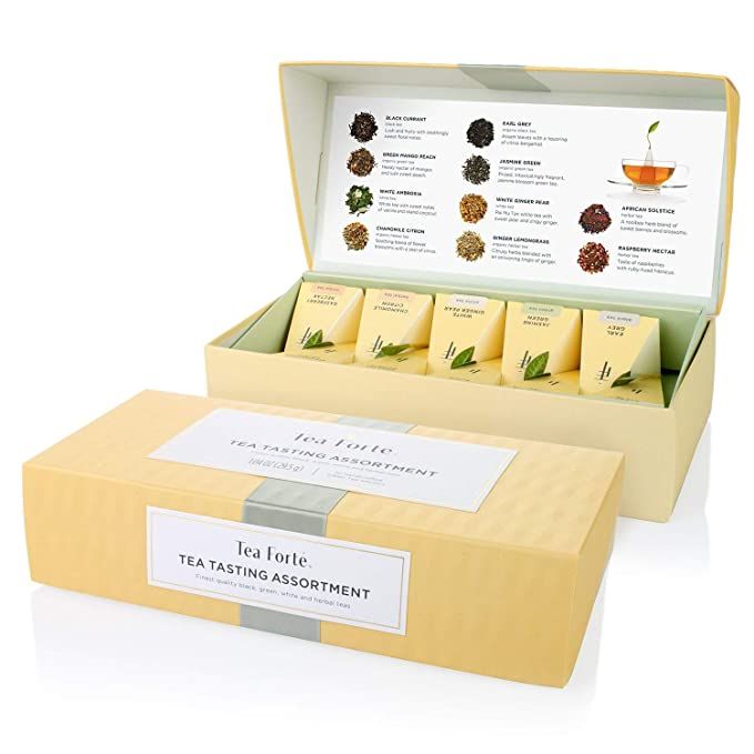 Tea Forte Petite Presentation Box Tea Samplers, Assorted Variety Tea Box, 10 Handcrafted Pyramid ... | Amazon (US)