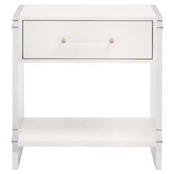 Tanya Modern Classic White Faux Shagreen  Acrylic Frame Nightstand | Kathy Kuo Home