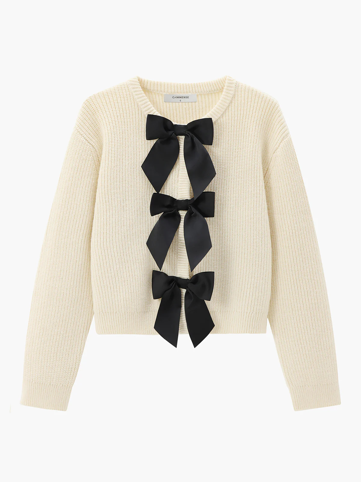 Bow Ribbed Warm Sweater | Commense