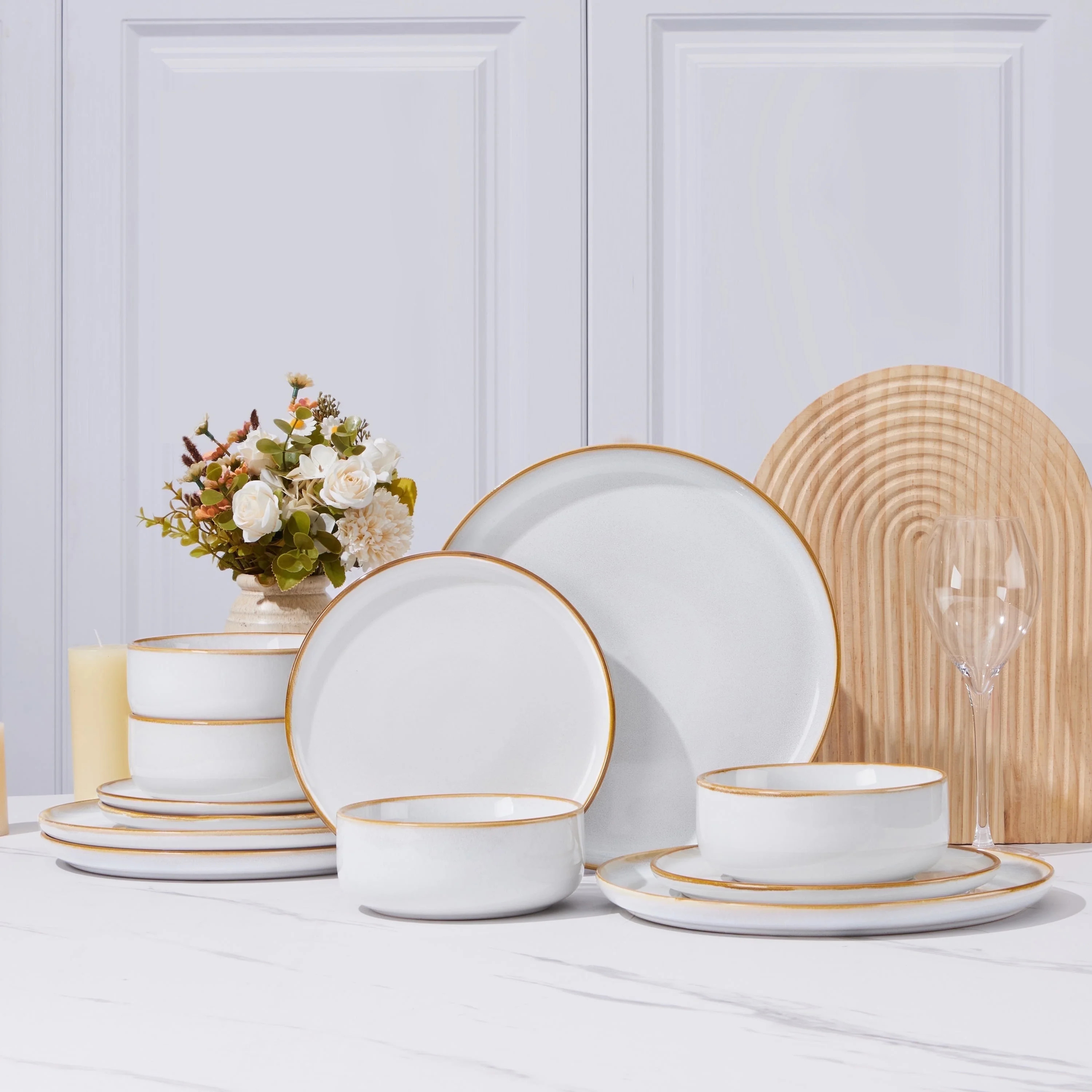 Vesteel Dinnerware Sets for 4, 12-Piece Stoneware Dish and Bowls Set, Handmade Reactive Glaze Cou... | Walmart (US)