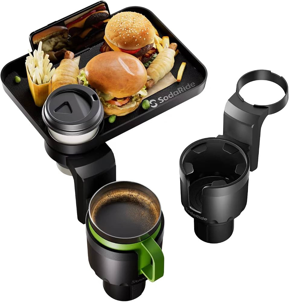 Car Cup Holder Expander 2 Pack with Large Size Detachable Food Tray, Car Drink Holder Adapter wit... | Amazon (US)