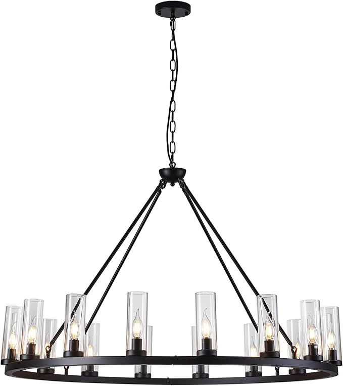 Uboxin Black Wagon Wheel Chandelier ,Rustic Farnhouse Industiral Style Pendant Light Fixture,Roun... | Amazon (US)