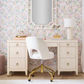 AERIN Raffia Storage Desk (58") | Pottery Barn Teen