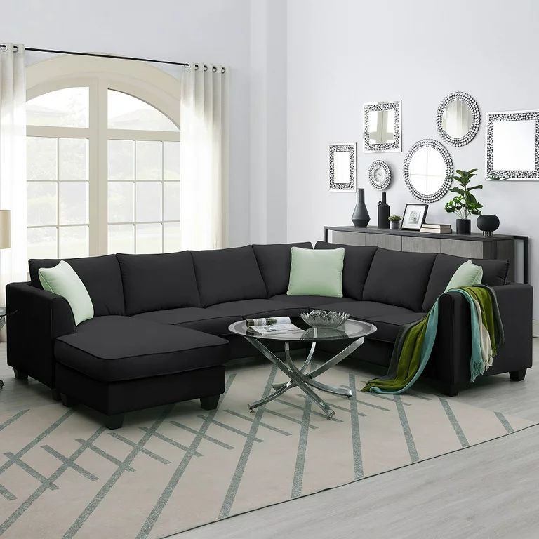 Churanty Modular Sectional Sofa with Storage Ottoman Couch L Shape Corner Sofa Sets 7 Seats Fabri... | Walmart (US)