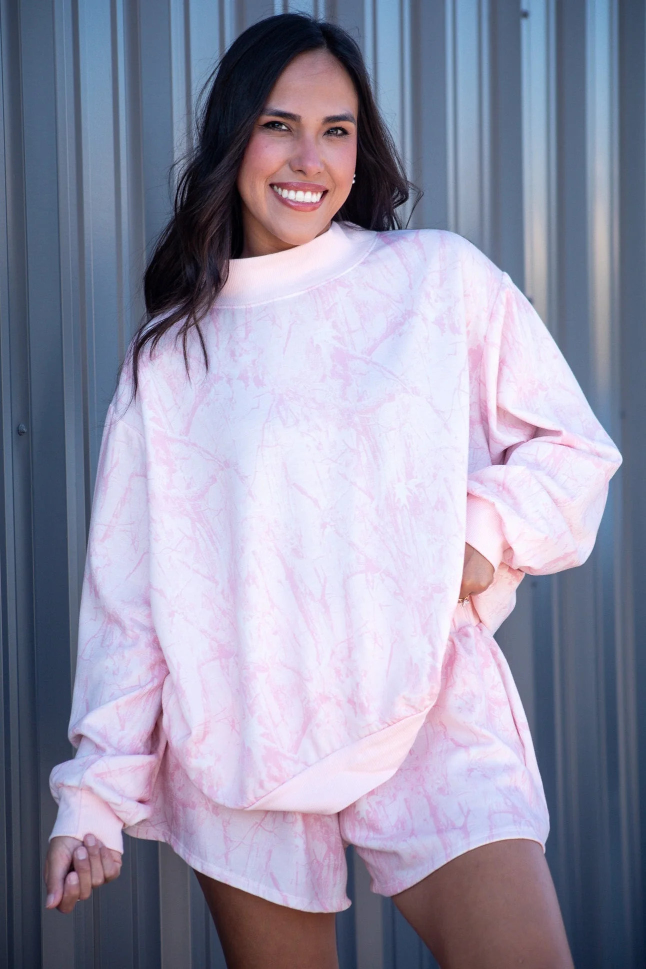 Blush Errand Camo Mockneck Sweatshirt | Apricot Lane Boutique