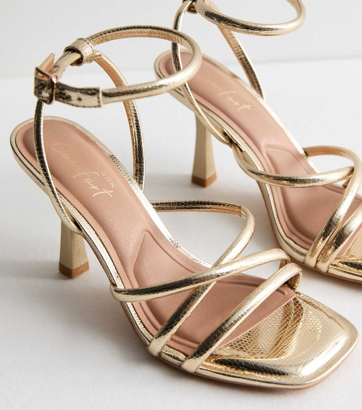 Gold Multi-Strap Stiletto Heel Sandals | New Look | New Look (UK)