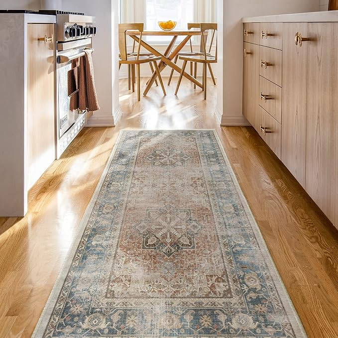 Ruggable Washable 2x10 Runner Rug, Kamran Coral, Premium Vintage Rugs for Hallway, Kitchen, Entry... | Amazon (US)