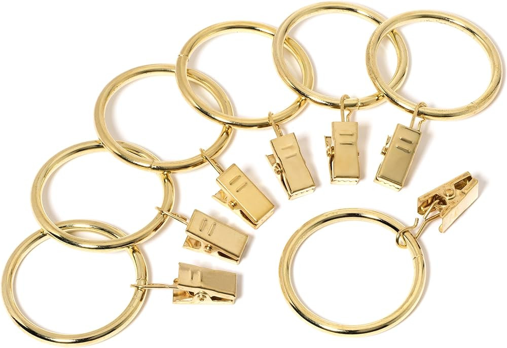 Metal Curtain Clip Rings 2 Inch Interior Diameter Set of 14 (Gold) | Amazon (US)