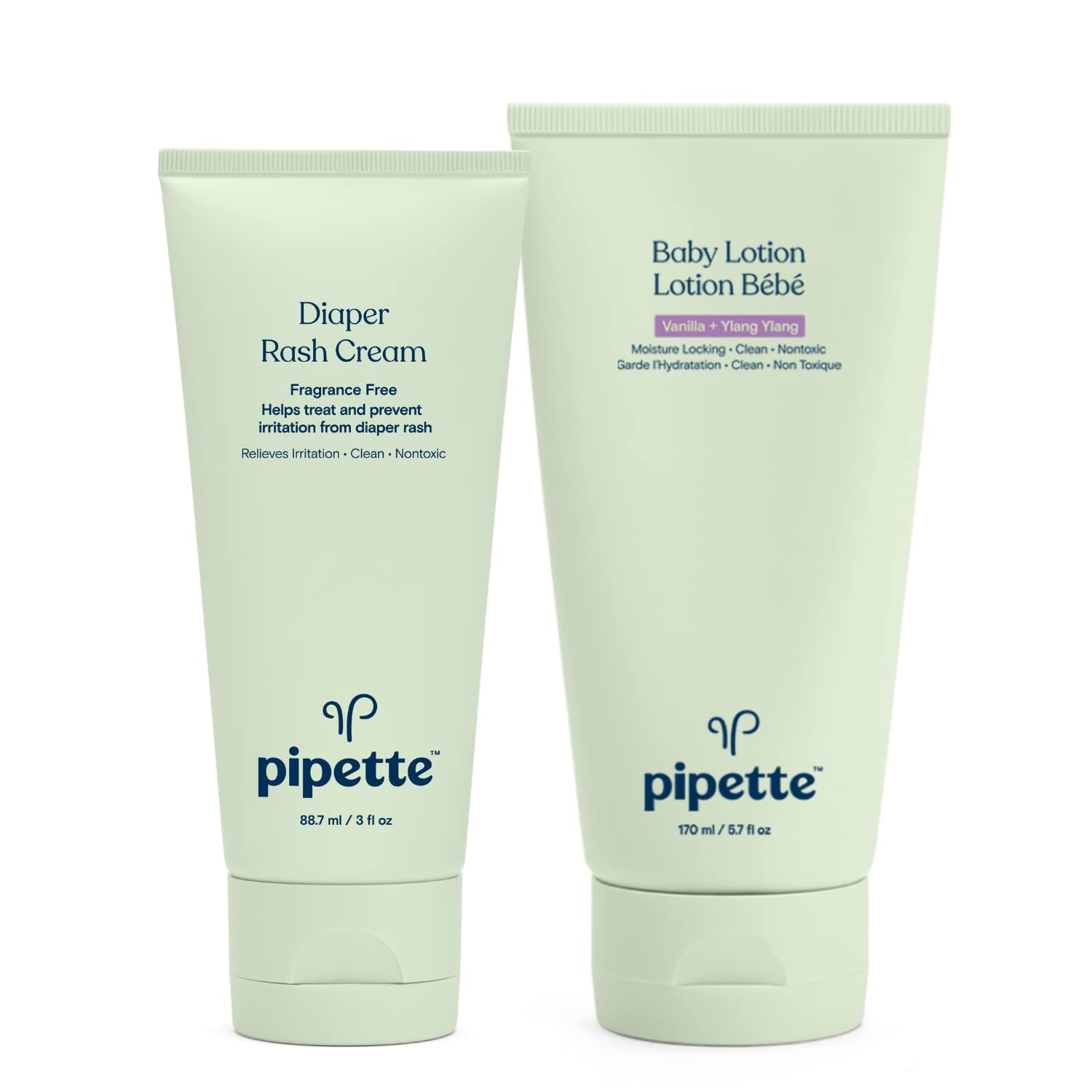 Pipette Diaper Rash and Baby Lotion Vanilla + Ylang Ylang Bundle - Relieve Diaper Rash with Non-N... | Amazon (US)
