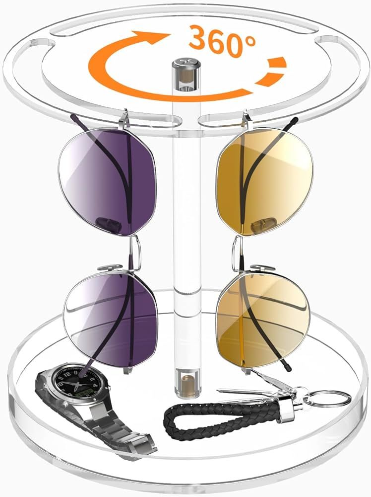 FEMELI Sunglass Organizer with 360 Rotating, Acrylic Glasses Holder Stand, Sunglasses Display Sto... | Amazon (US)