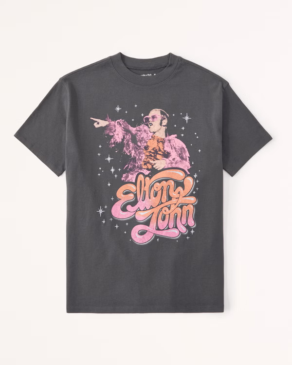 Women's Oversized Boyfriend Elton John Graphic Tee | Women's New Arrivals | Abercrombie.com | Abercrombie & Fitch (US)