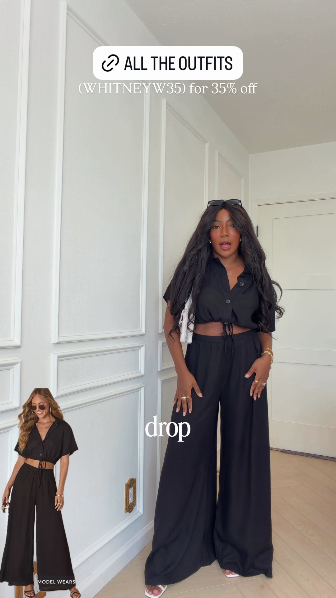 (WHITNEYW35) for 35% off! 
 Top + Bottom: size large 

Matching set, two-piece set, black outfit, casual outfit, summer outfit, mom outfit, mom fashion, button-down shirt, cropped button-down, shirt, wide leg pants, vacation outfit, vacation style, date night outfit, travel outfits, summer outfits, business casual workwear, work outfits, Whitney wiley, vici, vici collection 

#LTKmomlife #LTKgrwm #LTKootd