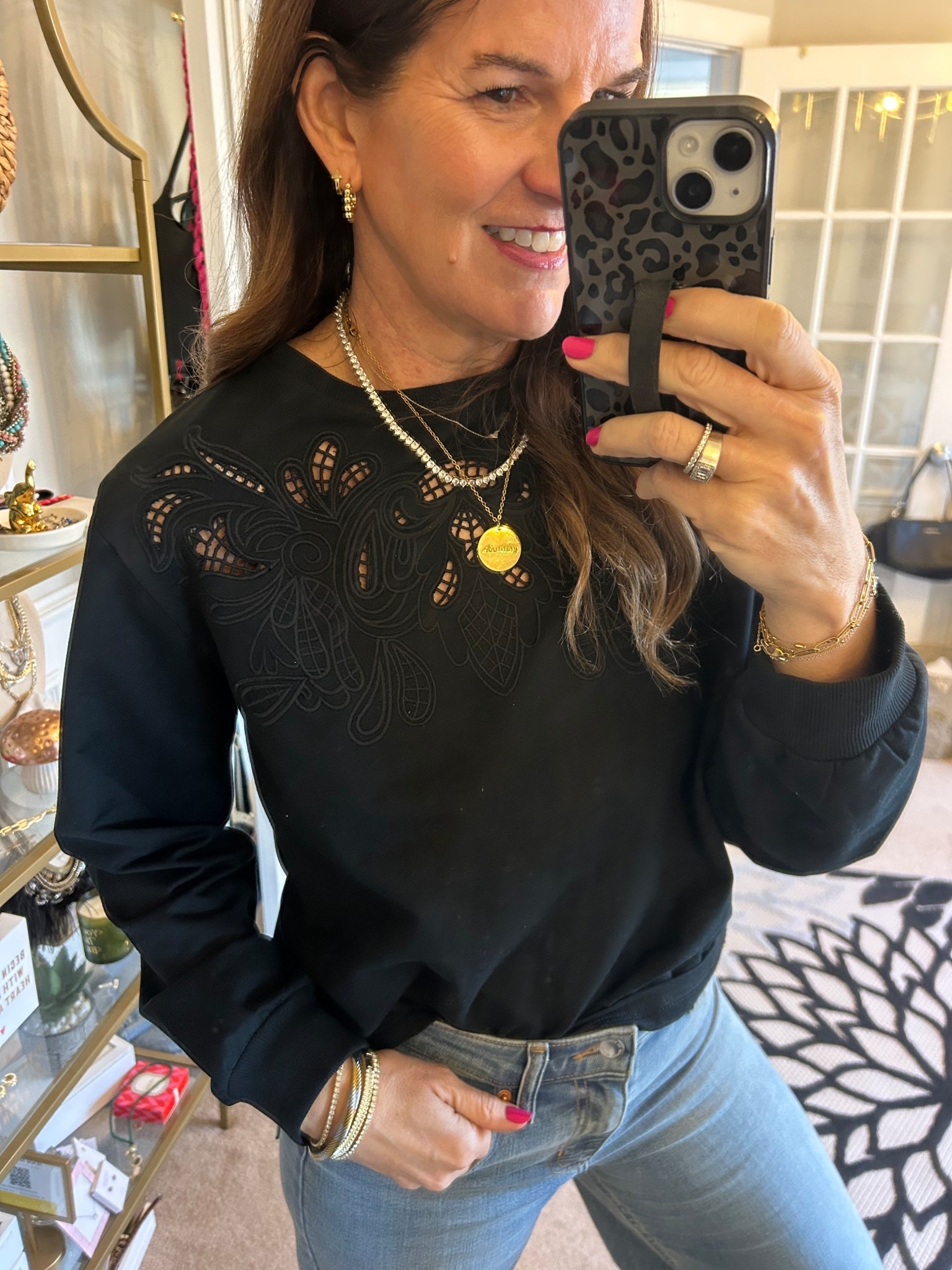 The details on this sweatshirt!  So fun!  Wearing a M  

#LTKOver40 #LTKootd #LTKmomlife